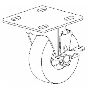 Caster - Swivel 5" Wheel With Lock and Mounting Plate - 53952